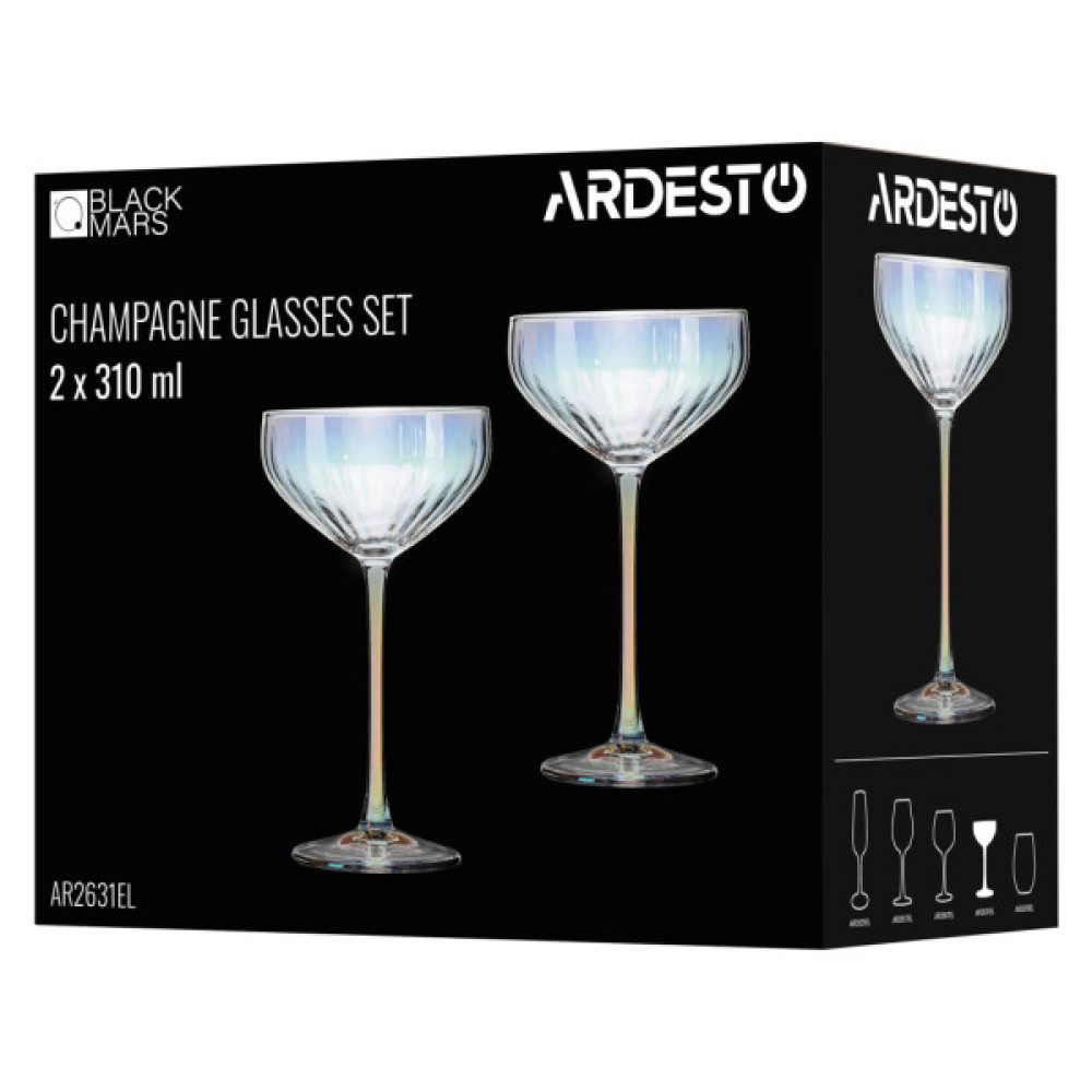 Набір келихів Ardesto Black Mars Zenith 310мл, 2шт, скло, прозорий (AR2631EL)