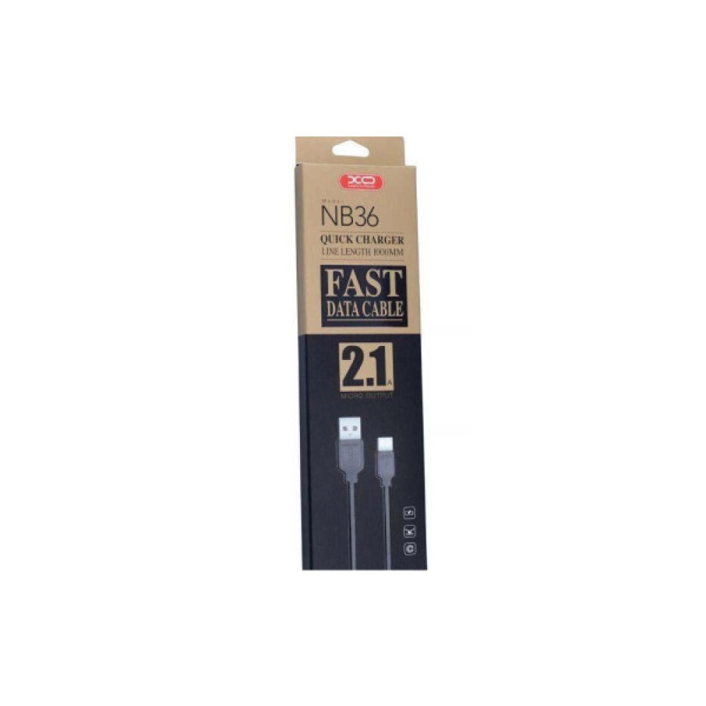 Дата кабель USB 2.0 AM to Micro 5P 1.0m 2.1A black XO (NB36-M-1-BK)
