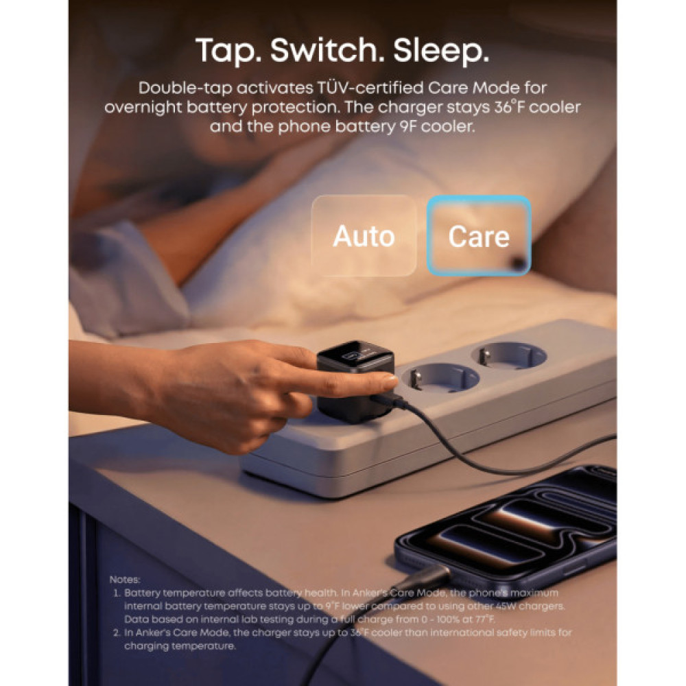 Зарядний пристрій Anker USB-C 45W Smart Display black (A121DG11)