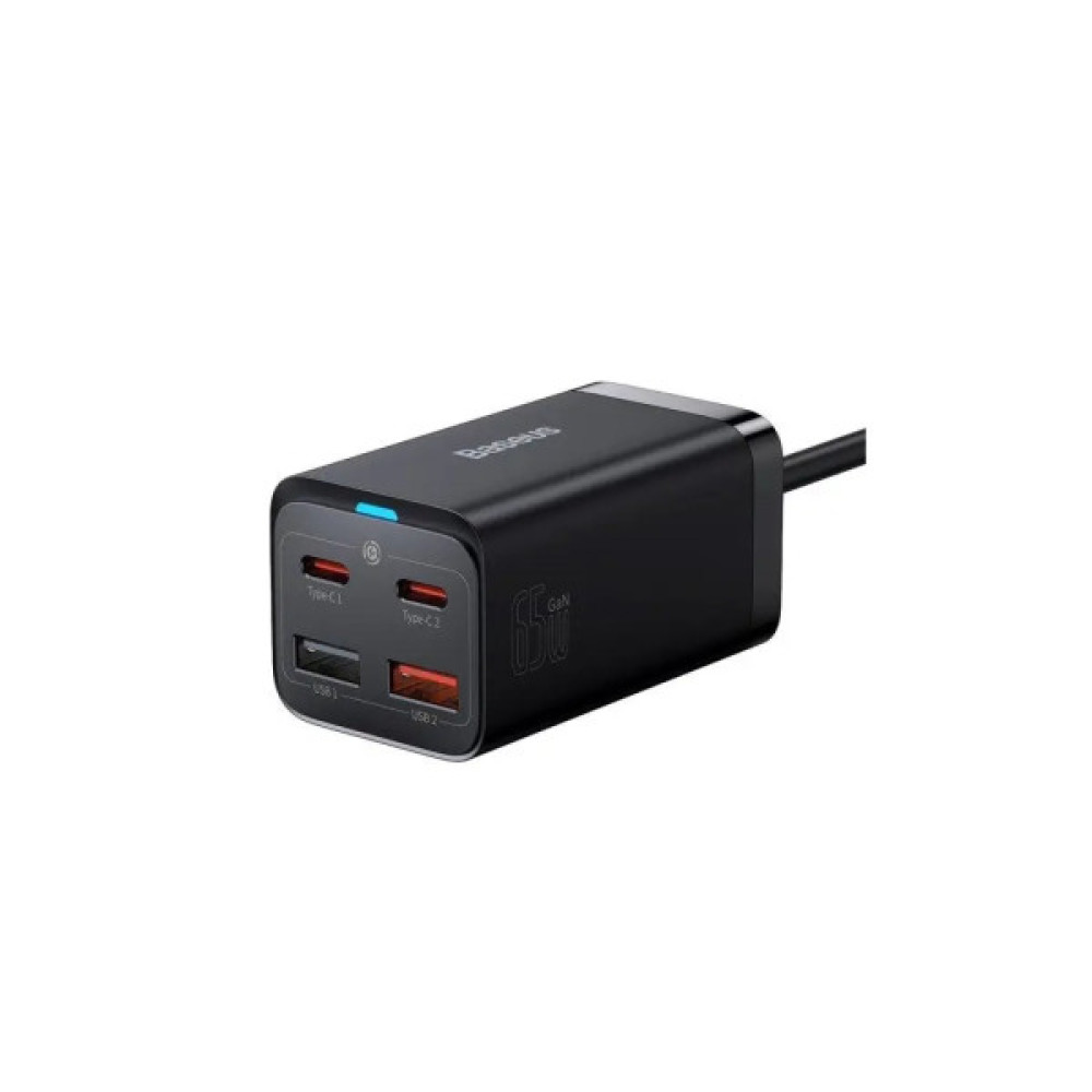 Зарядний пристрій Baseus 2xUSB-C 65W + 2xUSB GaN + cable USB-C to USB-C 100W 1.0m black (CCGP040101)