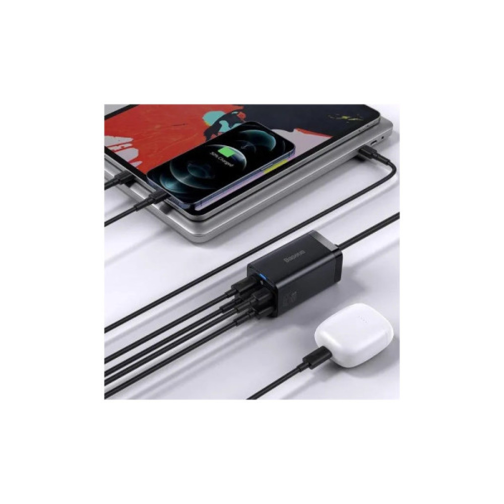Зарядний пристрій Baseus 2xUSB-C 65W + 2xUSB GaN + cable USB-C to USB-C 100W 1.0m black (CCGP040101)