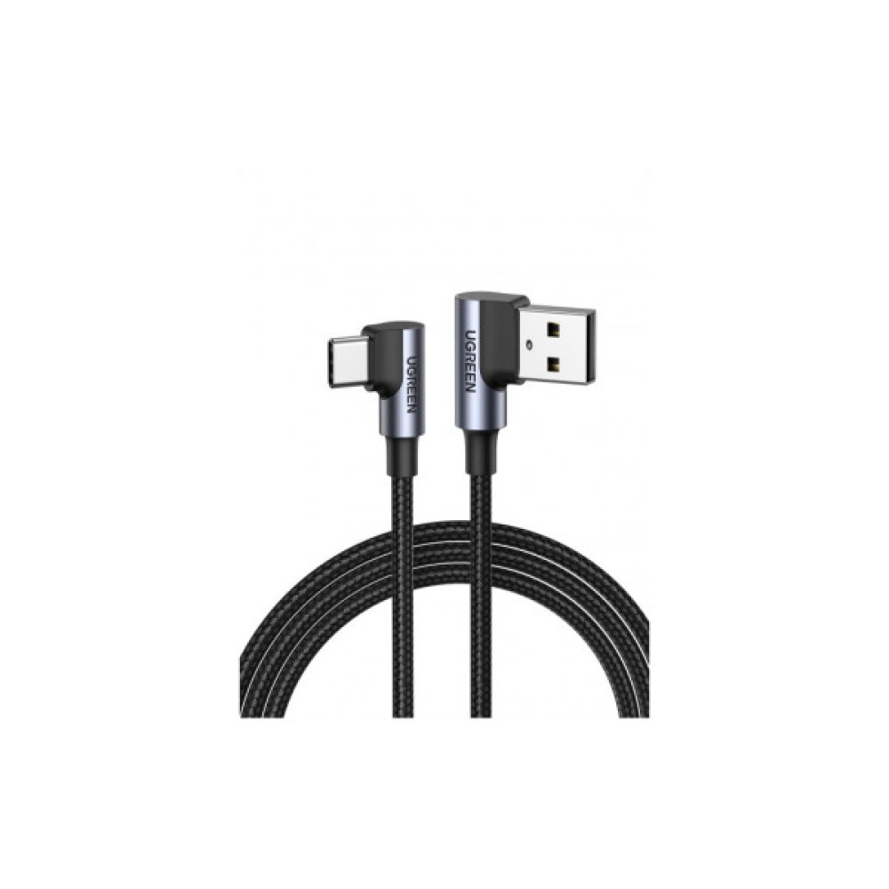 Дата кабель USB 2.0 AM to USB-C 1.0m 3A 90° corner US176 black Ugreen (20856)
