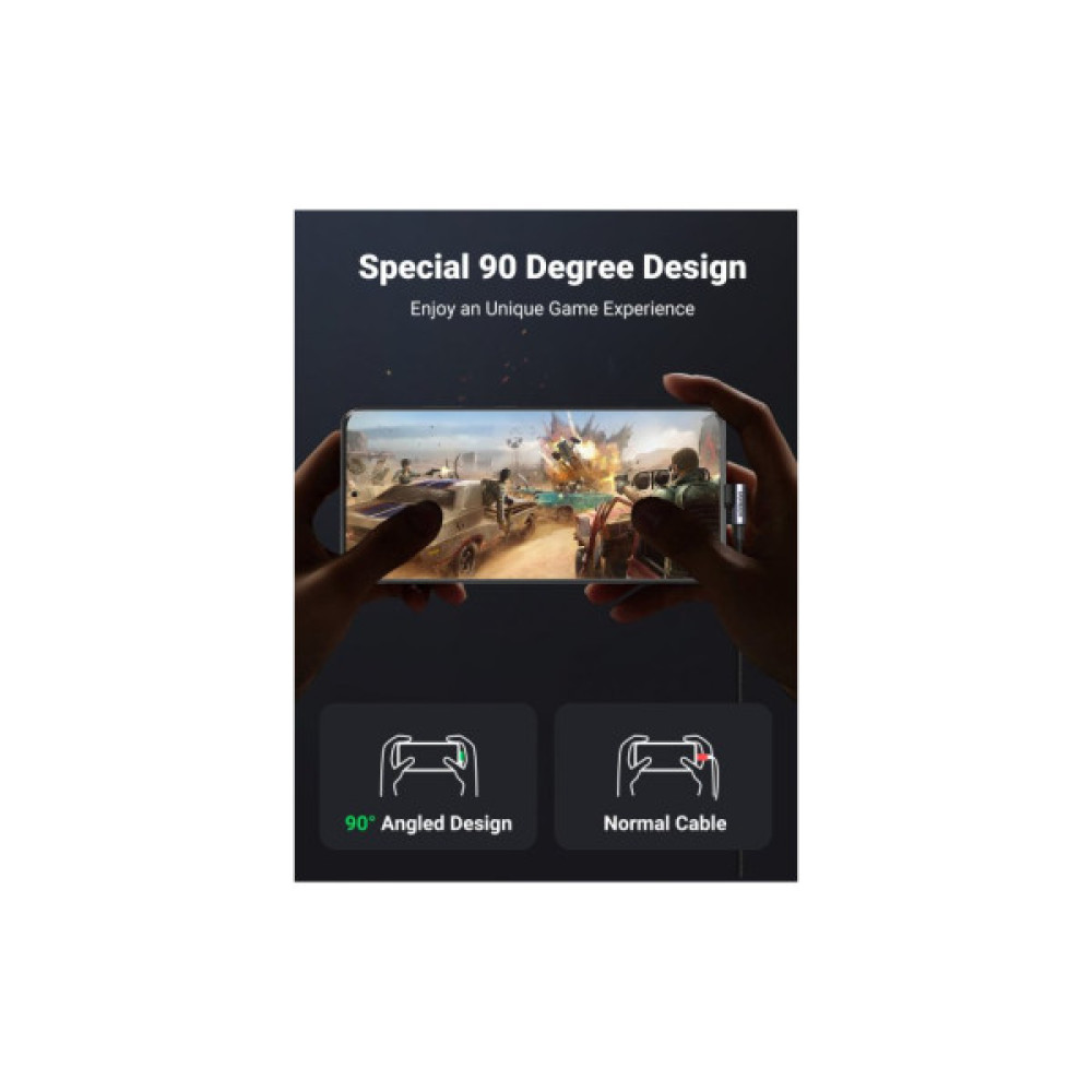 Дата кабель USB 2.0 AM to USB-C 1.0m 3A 90° corner US176 black Ugreen (20856)