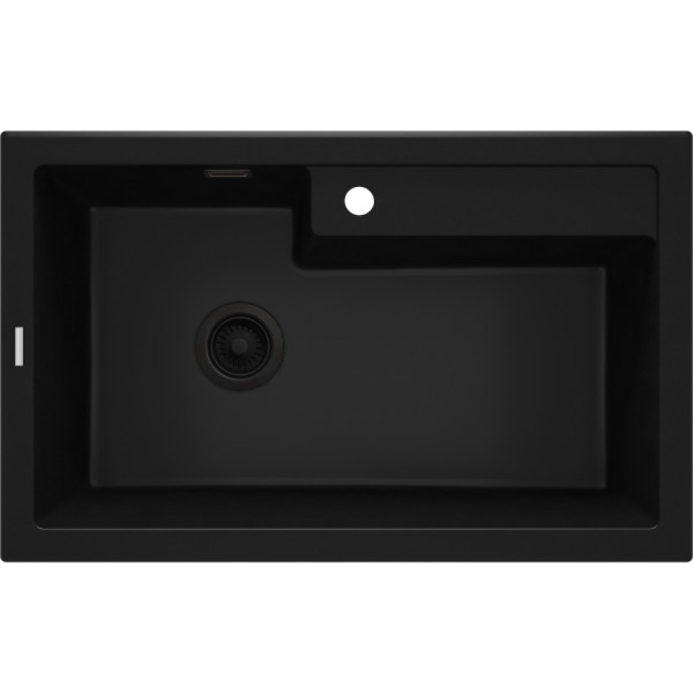 Мийка кухонна Deante Eridan, граніт, прямокутна, без крила, 800х500х214мм, чаша - 1, врізна, чорна