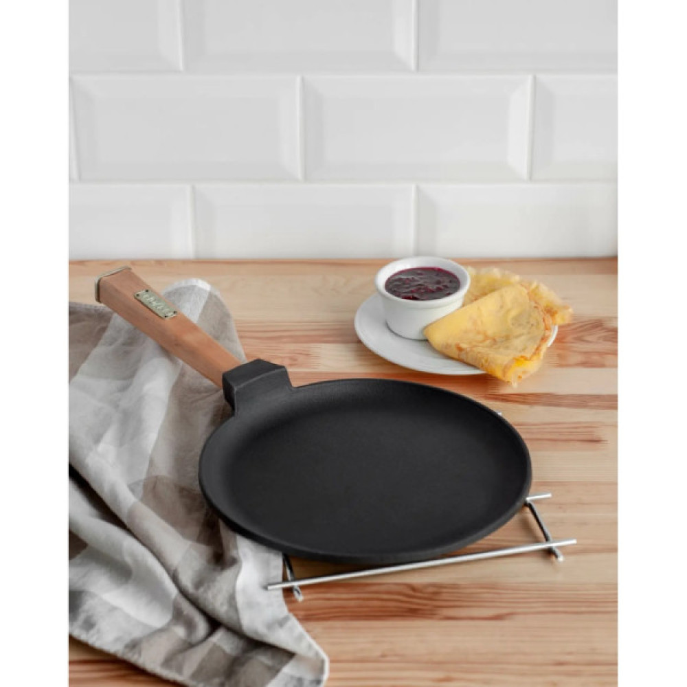 Сковорода Brizoll Optima чавунна з ручкою для млинців 220х15 мм (O2215-P)
