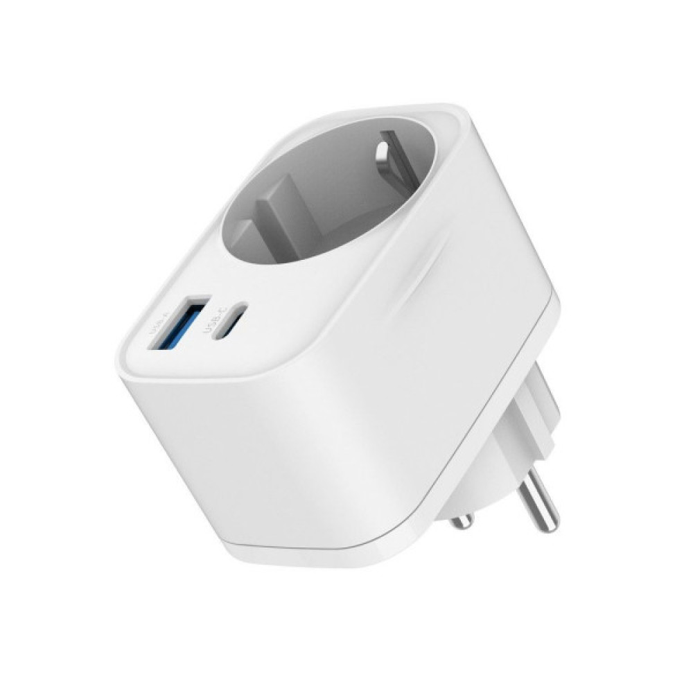 Зарядний пристрій Gembird 1xUSB-C PD20W + 1xUSB QC3.0 + Schuko white (TA-ACPDQC20-01-W)