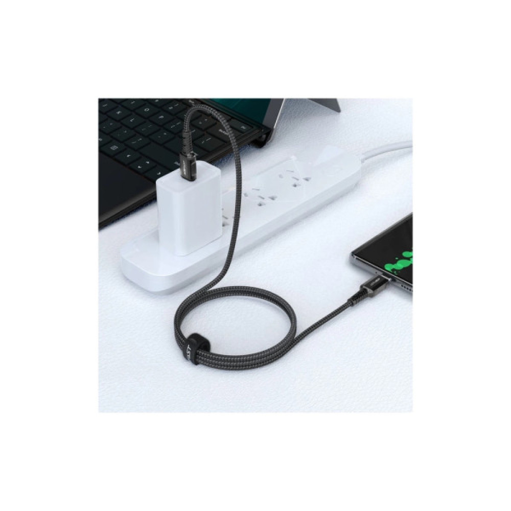 Дата кабель USB-C to USB-C 1.2m 3A nylon black Acefast (6974316280521)