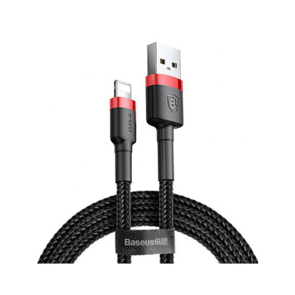 Дата кабель USB 2.0 AM to Lightning 0.5m Cafule 2.4A red+black Baseus (CALKLF-A19)