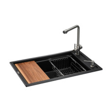 Мийка кухонна GRANADO Optimal Artes black shine (+ змішувач Badalona LUX inox + дозатор Redondo inox + ко (ksg1201)