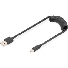 Дата кабель USB 2.0 AM to USB-C 1.0m (0.32m) spiral black Digitus (AK-300430-006-S)