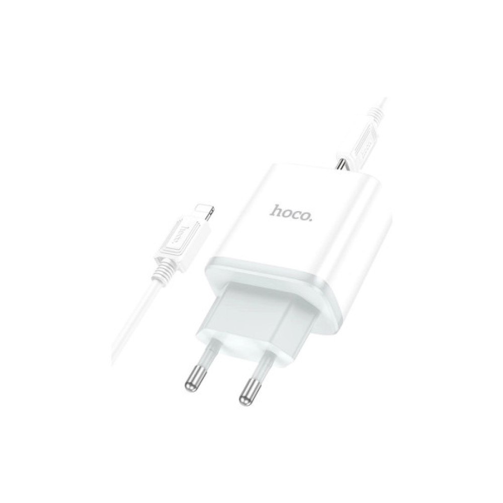 Зарядний пристрій HOCO C104A USB-C PD20W + cable USB-C to Lightning white (6931474782908)