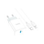 Зарядний пристрій HOCO C104A USB-C PD20W + cable USB-C to Lightning white (6931474782908)