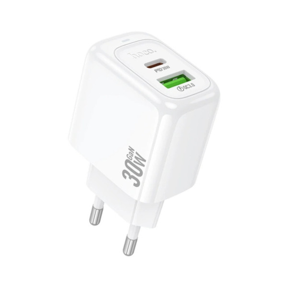 Зарядний пристрій HOCO CS55A 1xUSB-C PD30W + 1xUSB QC3.0 white (6942007631549)