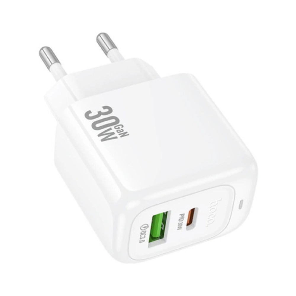 Зарядний пристрій HOCO CS55A 1xUSB-C PD30W + 1xUSB QC3.0 white (6942007631549)