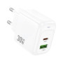 Зарядний пристрій HOCO CS55A 1xUSB-C PD30W + 1xUSB QC3.0 white (6942007631549)