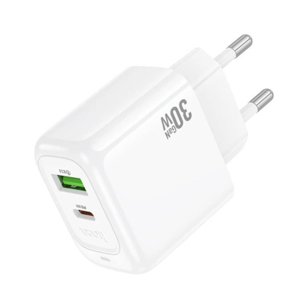 Зарядний пристрій HOCO CS55A 1xUSB-C PD30W + 1xUSB QC3.0 white (6942007631549)