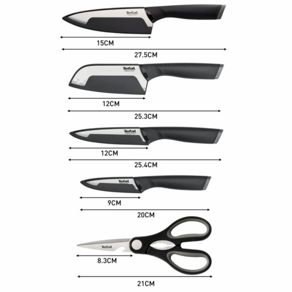 Набір ножів Tefal Comfort, 5 предметів, чорний (K2215S55)