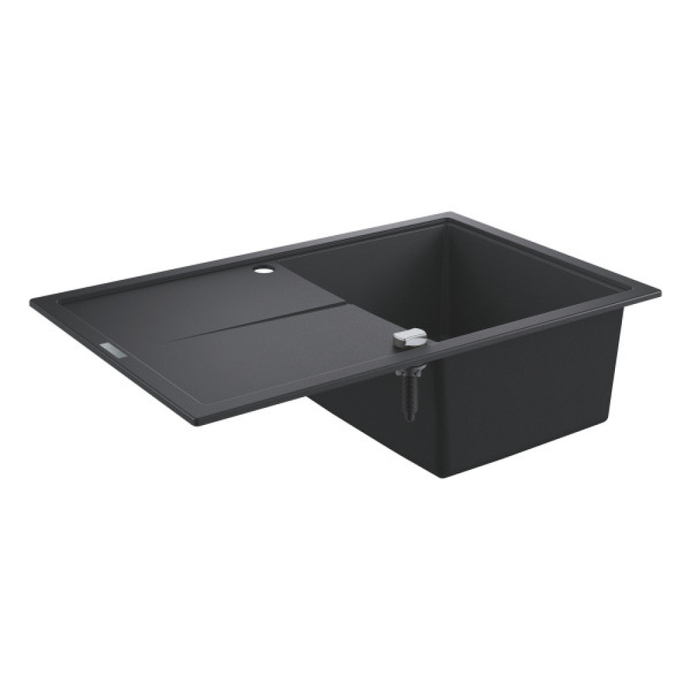 Мийка кухонна Grohe K400, граніт, прямокут., з крилом, 780x500x205мм, чаша - 1, врізна, чорний граніт
