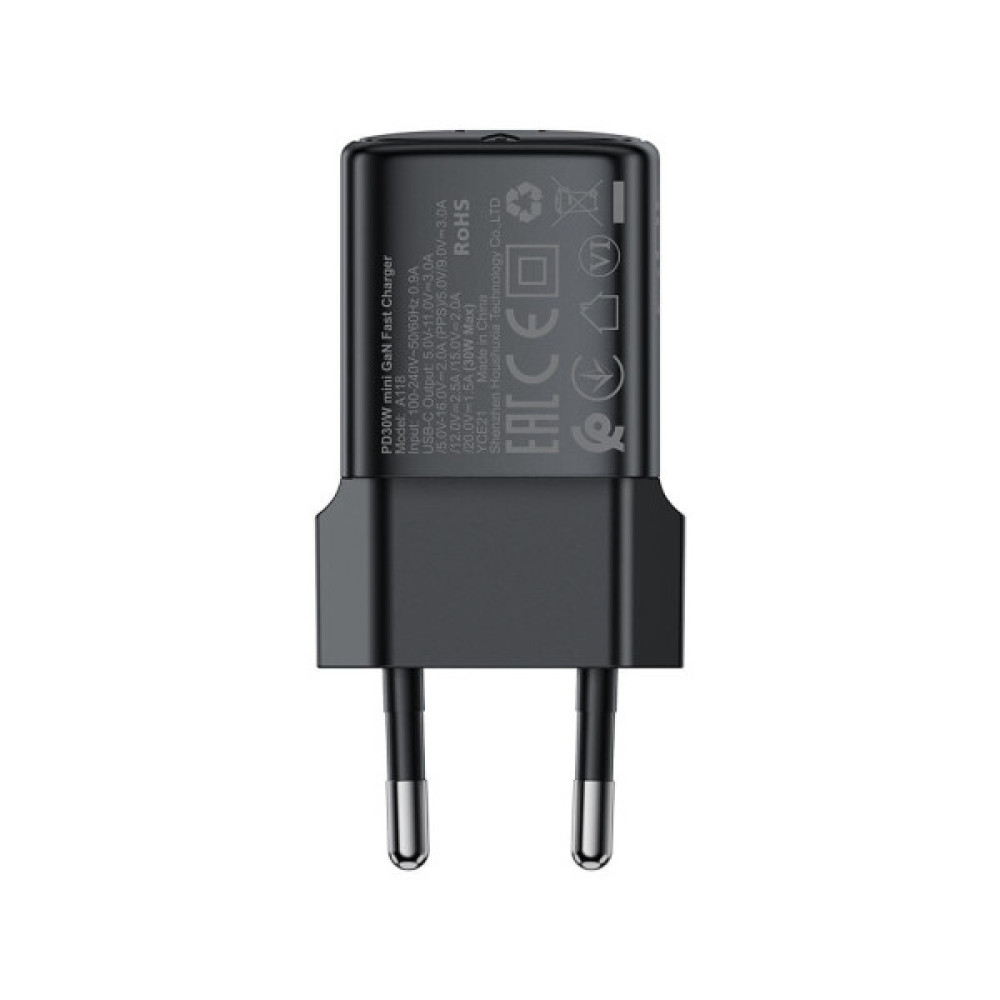 Зарядний пристрій Acefast USB-C 30W GaN + cable USB-C black (6974316285175)