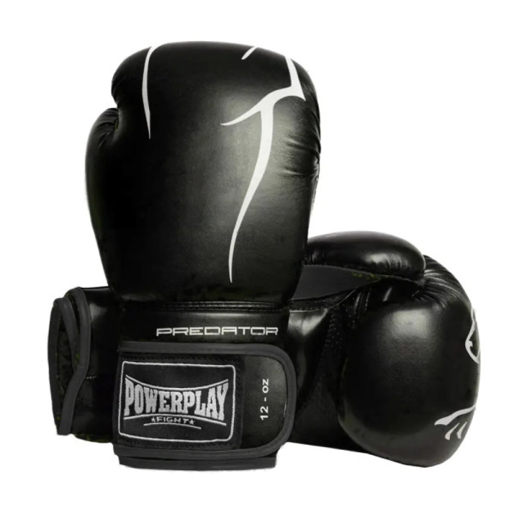 Боксерські рукавички PowerPlay 3018 Jaguar Чорні 16 унцій (PP_3018_16oz_Black)