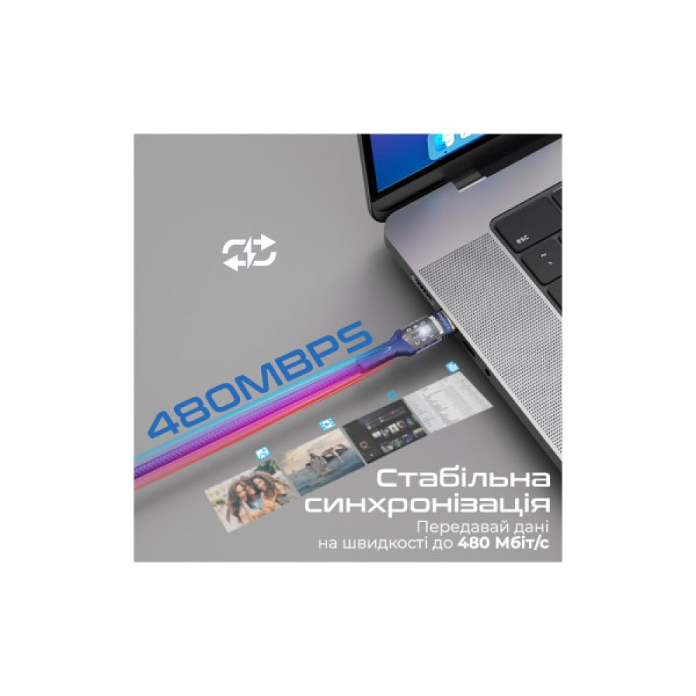 Дата кабель USB-C to USB-C 1.2m Promate (lucidline-cc120.navy)