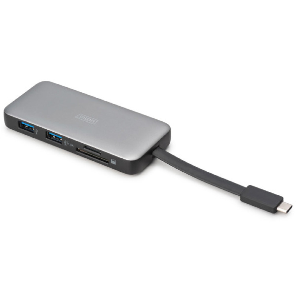 Порт-реплікатор Digitus USB-C > HDMI/2xUSB-A/USB-C/SD/MicroSD/RJ54 (DA-70914)