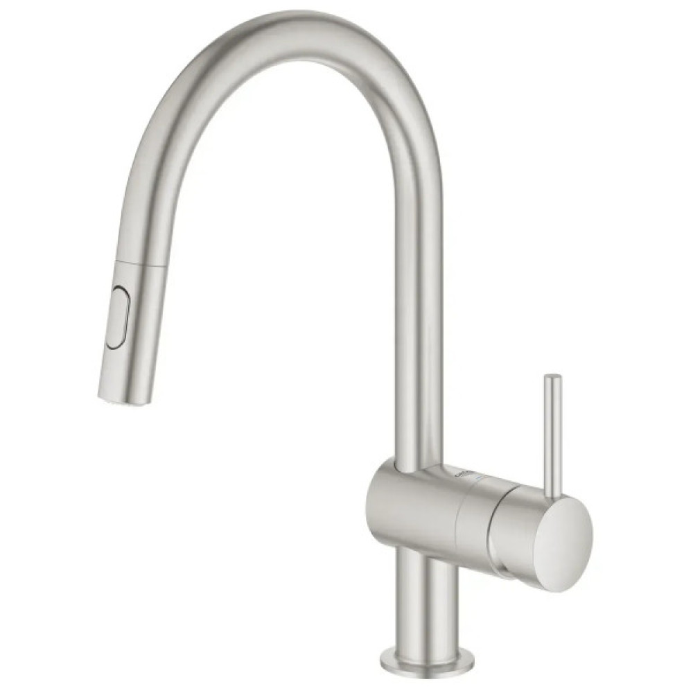 Змішувач для кухні Grohe Minta, довж.виливу - 223мм, поворотний/витяжний, 1 важіль, суперсталь