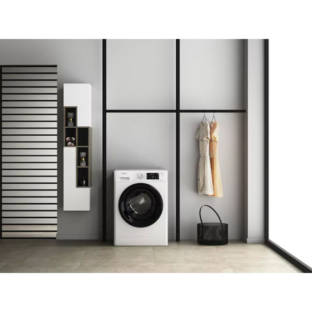 Пральна машина Whirlpool фронтальна, 9кг, 1400, A+++, 60см, дисплей, пара, інвертор, люк чорний, білий