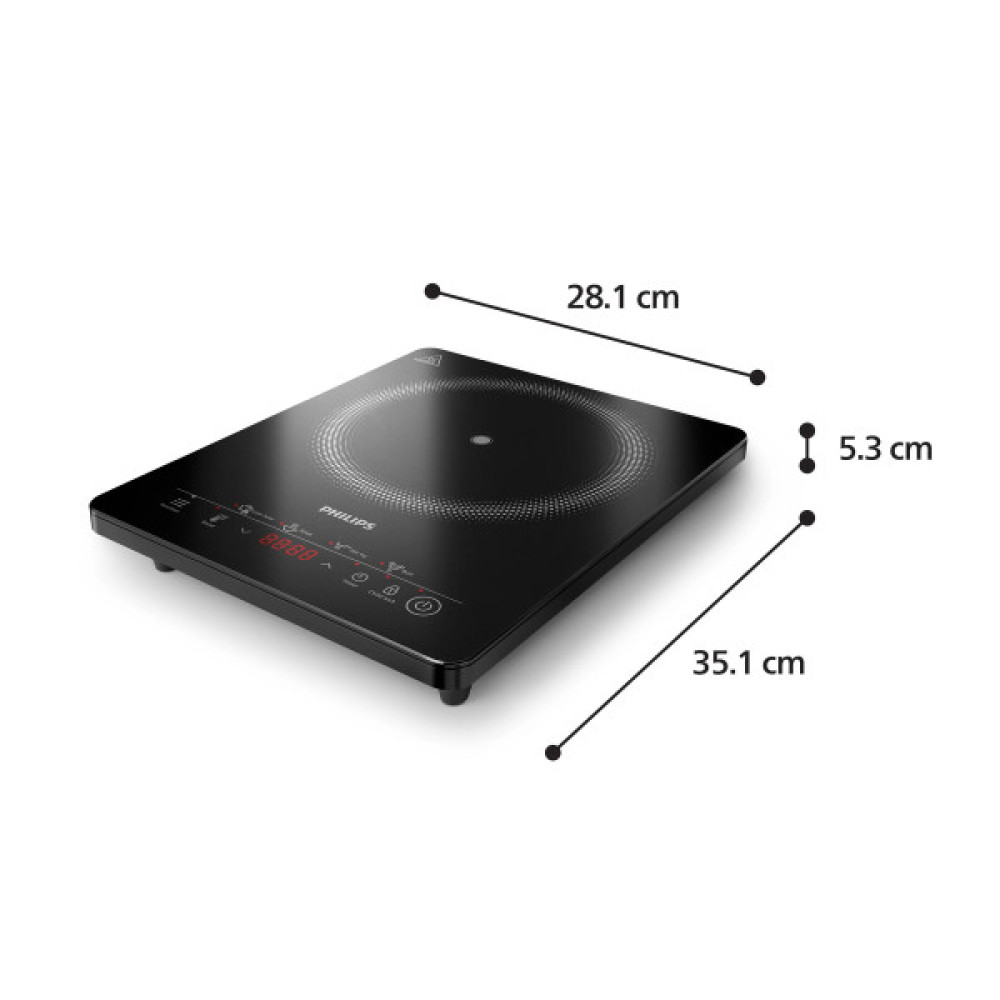 Плитка настільна Philips індукційна, комф. - 1, 2000Вт,  управл - сенсор , чорний