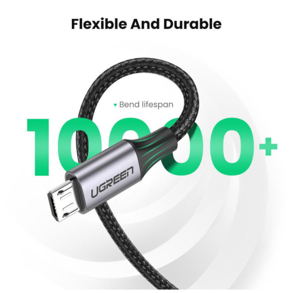Дата кабель USB 2.0 AM to Micro 5P 0.5m 2A US290 black Ugreen (60145)