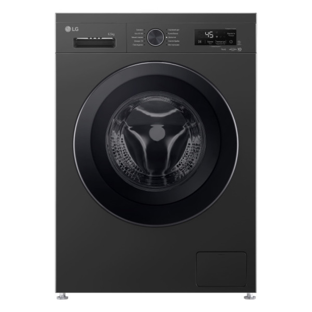 Пральна машина LG фронтальна, 6.5кг, 1200, В, 44см, дисплей, пара, інвертор, чорний