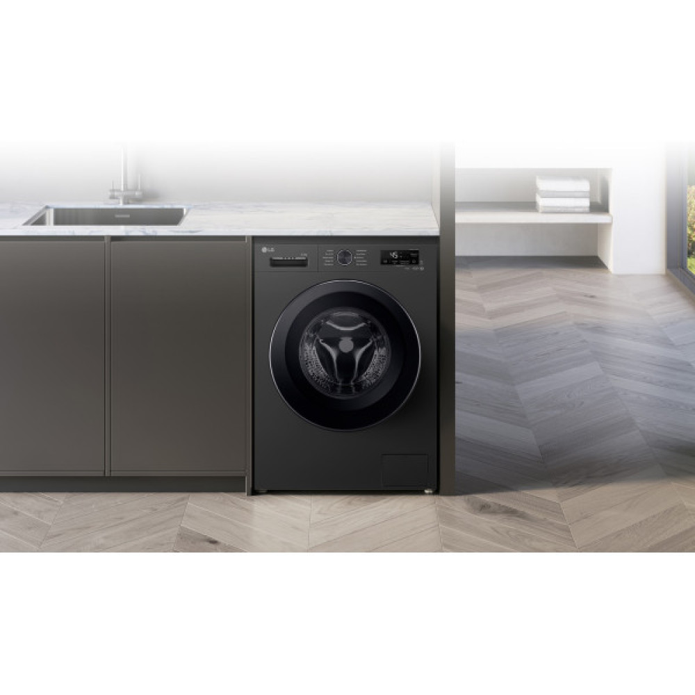 Пральна машина LG фронтальна, 6.5кг, 1200, В, 44см, дисплей, пара, інвертор, чорний