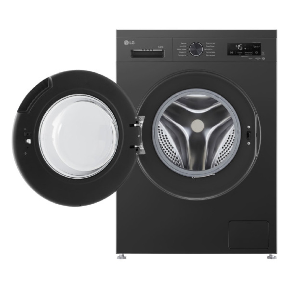 Пральна машина LG фронтальна, 6.5кг, 1200, В, 44см, дисплей, пара, інвертор, чорний