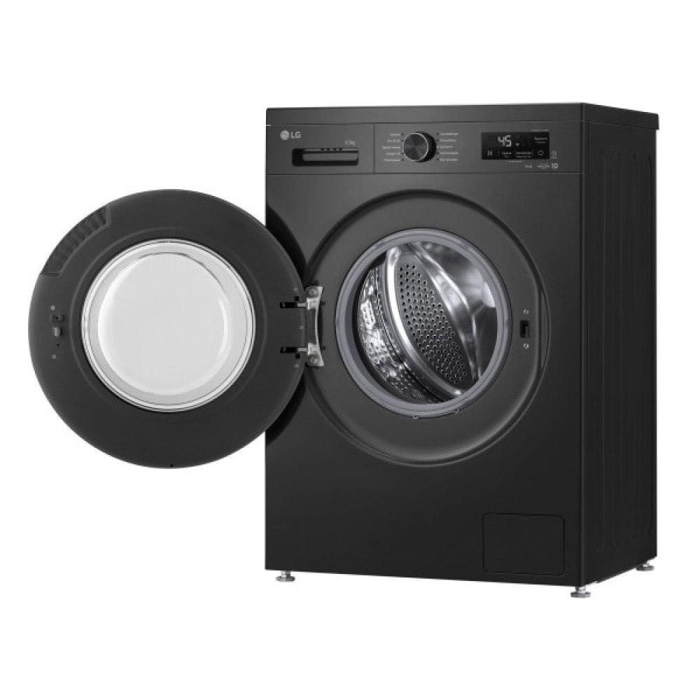 Пральна машина LG фронтальна, 6.5кг, 1200, В, 44см, дисплей, пара, інвертор, чорний