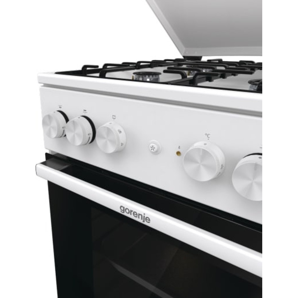 Плита Gorenje комбінована, 68л, 50x60см, емальовані реш, з кришкою, білий