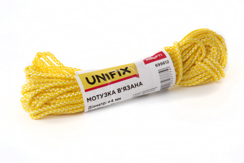 Мотузка в'язана 4мм, 15м асорті UNIFIX