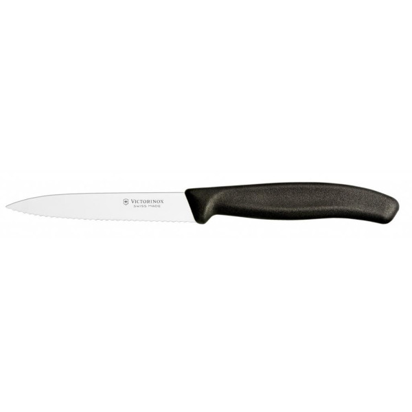 Кухонний ніж Victorinox SwissClassic для нарезки 10 см, волнистое лезвие, черный (6.7733)