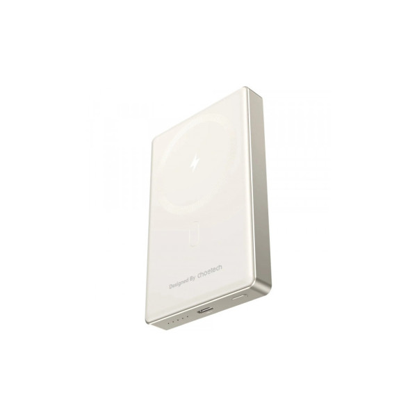 Батарея універсальна Choetech Magnetic Wireless 10000mAh 20W, PD, Qi-15W, USB-C In/Out Ultra-thin, Beige (B739-CCCWH)